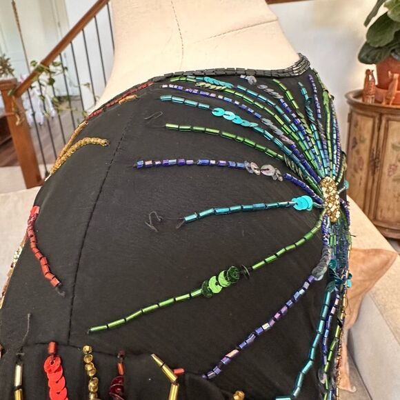 Vintage Laurence Kazar Silk Beaded Cardigan 2X Firework Colorful Evening NEW - Picture 16 of 16